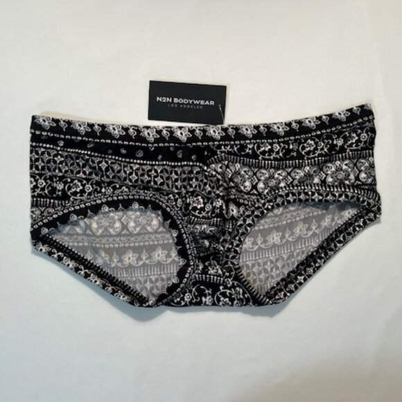 N2N Bodywear Size L Provence Micro Boxer Briefs/Trunks - Black/White - Batik - Picture 8 of 14
